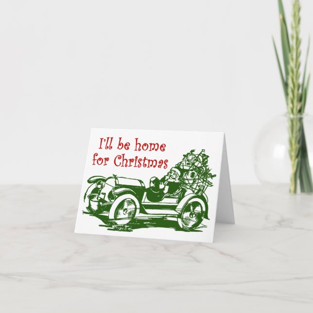 Cartão De Festividades Eu estarei em casa no Natal (Frente)