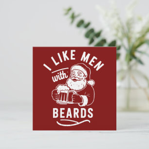 Cartão De Festividades Eu Gosto de Homens com Barbas Natal Papai Noel Cer