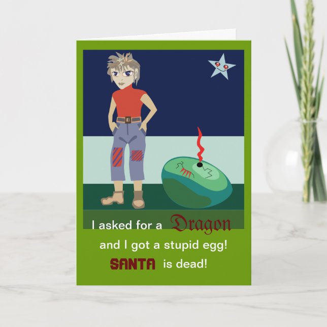 Cartão De Festividades Eu pedi um dragão (Frente)