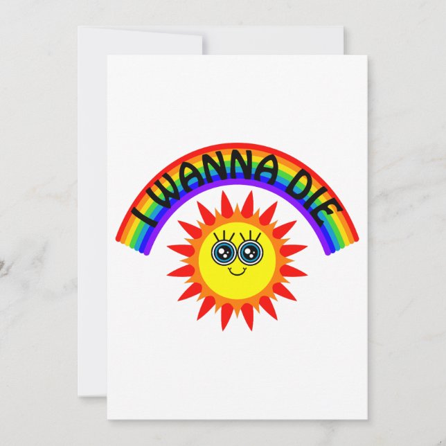 Cartão De Festividades Eu Quero Morrer - Arco-Íris Sorrindo Sol (Frente)