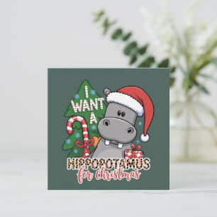 Cartão De Festividades Eu Quero um Hipopótamo para o Natal Família Hipopó