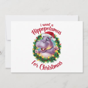 Cartão De Festividades Eu Quero Um Hipopótamo Para O Natal Hippo De Natal