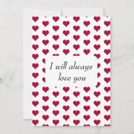 Cartão De Festividades Eu sempre amarei você coração vermelho 