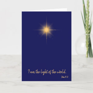 Cartão De Festividades Eu sou a luz do mundo estrela dourada céu azul