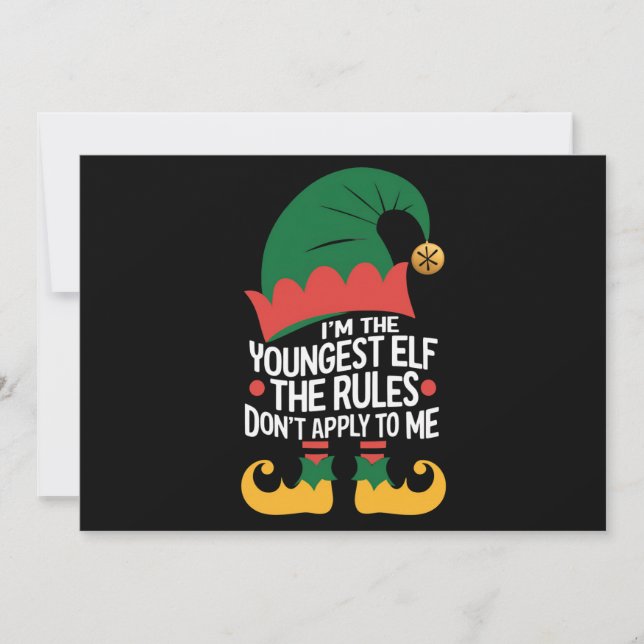 Cartão De Festividades Eu sou o mais jovem Elf Matching Family Christmas (Frente)