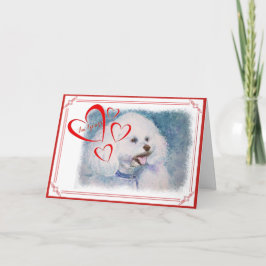 Cartão De Festividades Eu sou SEU FRISE BRANCO dos NAMORADOS BICHON