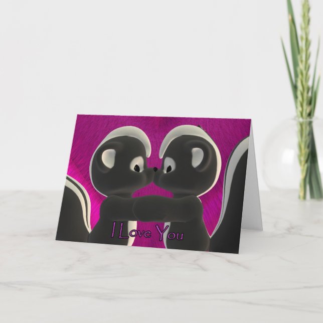 Cartão De Festividades Eu te amo, beijá-los bonitinhos, Dia de os namorad (Frente)