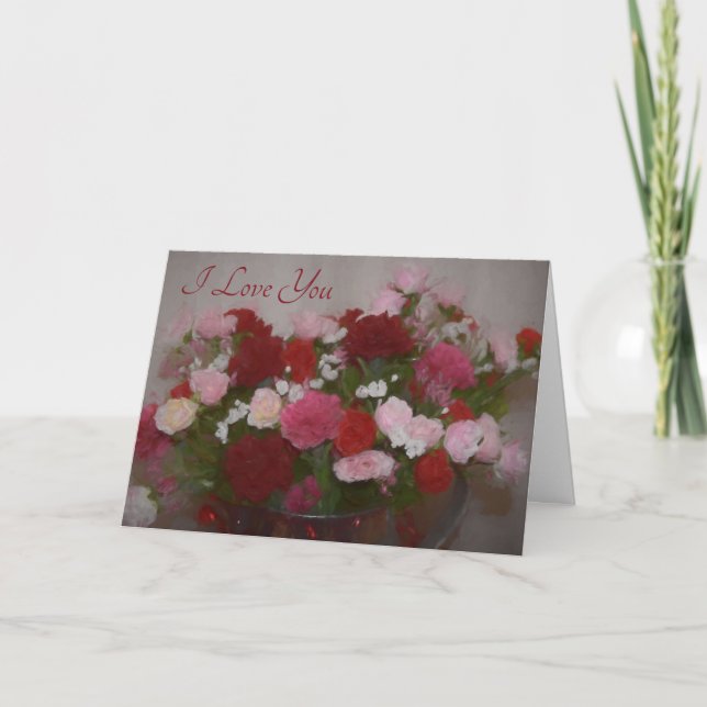 Cartão De Festividades Eu Te Amo com Flores (Frente)