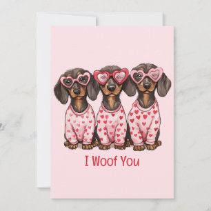 Cartão De Festividades Eu Te Amo Dia de os namorados Dachshund Dogs