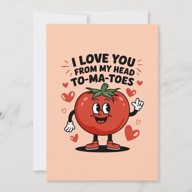 Cartão De Festividades Eu Te Amo do Tomate Cabeça Tomate Cute (Frente)