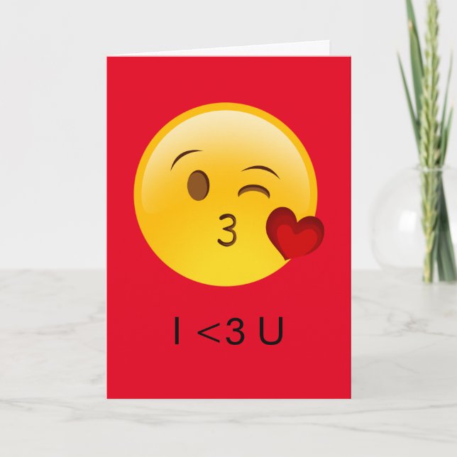 Cartão De Festividades Eu te amo Emoji Dia de os namorados Card (Frente)