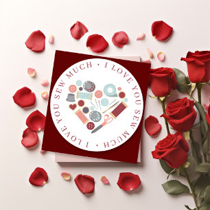 Cartão De Festividades Eu Te Amo Muito Tema de Costura