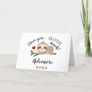 Cartão De Festividades Eu te amo SLOTH muito Namorados personalizados