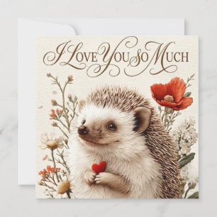Cartão De Festividades Eu Te Amo Tanto: Design de Coração de Ouriço