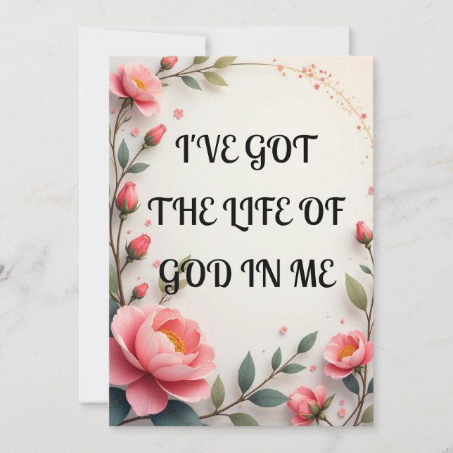 Cartão De Festividades Eu tenho a vida de Deus em mim (Frente)