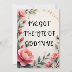 Cartão De Festividades Eu tenho a vida de Deus em mim