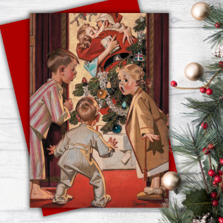 Cartão De Festividades Eu vi Mamães beijando Natal Personalizado