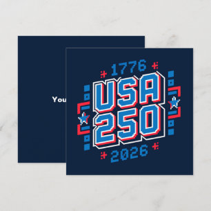 Cartão De Festividades EUA 250 – 1776 a 2026 Pixel Art