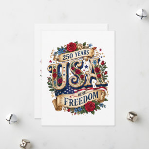 Cartão De Festividades EUA 250 Anos de Liberdade Floral Americana