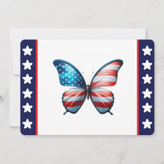 Cartão De Festividades EUA/patriota 4 de julho borboleta