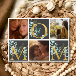 Cartão De Festividades Eucalipto verde mamãe três fotos Dia das Mães