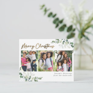 Cartão De Festividades Eucalyptus Photo Gold Foil Feliz Natal