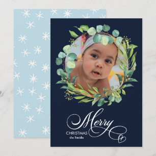 Cartão De Festividades Eucalyptus Wreath   Foto de FELIZ de Folhagem Verd