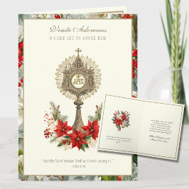 Cartão De Festividades Eucaristia Católica de Natal Poinsettia Floral