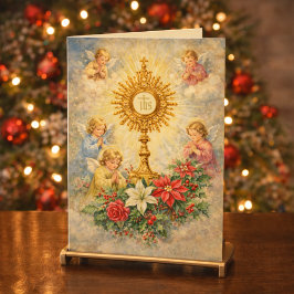Cartão De Festividades Eucharistic Christmas Nativity with Angels