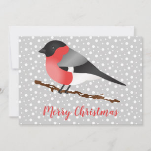 Cartão De Festividades Eurasiano Bullfinch Bird Feliz Natal Personalizado