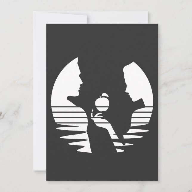 Cartão De Festividades Eve Mão Uma Maçã Para Adão, White Versão 2/3 (Frente)