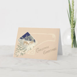 Cartão De Festividades Evergreen Deer Church Snow