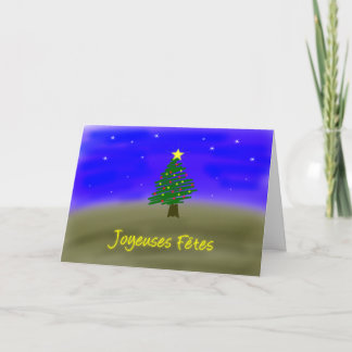 Cartão De Festividades Evergreen do Xmas - francês