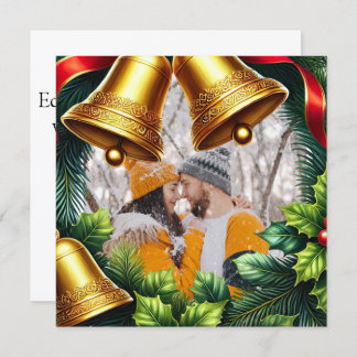 Cartão De Festividades Evergreen Foto borda com sinos para o Natal