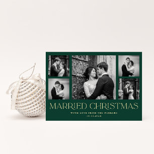 Cartão De Festividades Evergreen Foto Grid de Casamento de Natal de Rec