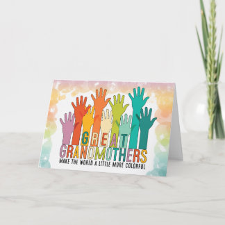 Cartão De Festividades Excelente Avó Mãos Coloridas Dia dos Avós