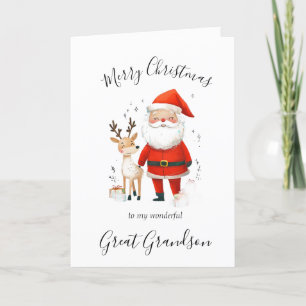Cartão De Festividades Excelente de Natal com Watercolor, Grandson