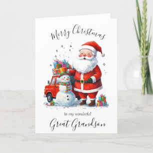 Cartão De Festividades Excelente de Natal com Watercolor, Grandson