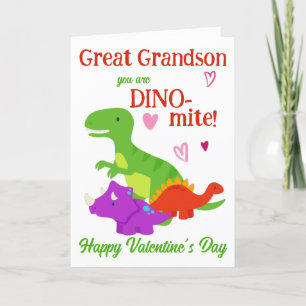 Cartão De Festividades Excelente Grandson Dia de os namorados Dino-mite