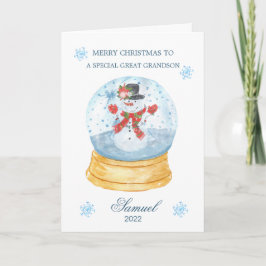 Cartão De Festividades Excelente Grandson Snow Globe Snowman Natal