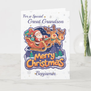 Cartão De Festividades Excelente Vovô Papai Noel E Reindeer Natal