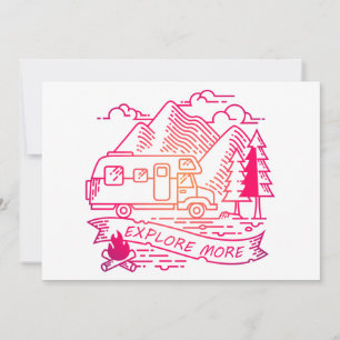 Cartão De Festividades Explore Mais Camper Rosa Van Mountain Lover