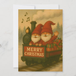 Cartão De Festividades Expresso Musical dos Gnomos Whimsical