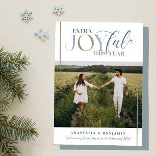 Cartão De Festividades Extra Alegre Azul e Verde Vintage Gravidez