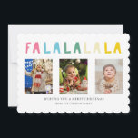 Cartão De Festividades Fa La Christmas 3 Photo Collage Cute Pastel<br><div class="desc">"Fa La" em cartão de Natal colorido para a tipografia pastel com 3 imagens.</div>