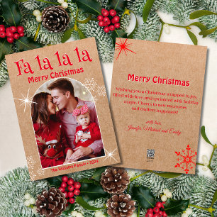 Cartão De Festividades fa la la la, feliz arca de natal, foto kraft