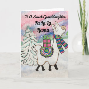 Cartão De Festividades Fa La La Llama Sweet Granddaughter Holiday Card