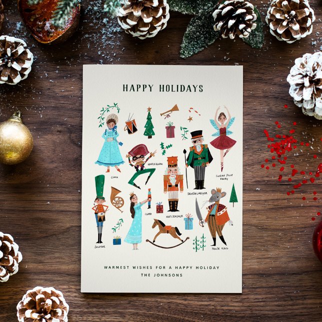 Cartão De Festividades Fa La La Natal Bailarino do Ballet Quebra-Nozes (Nutcracker Christmas Holiday Greeting Card)