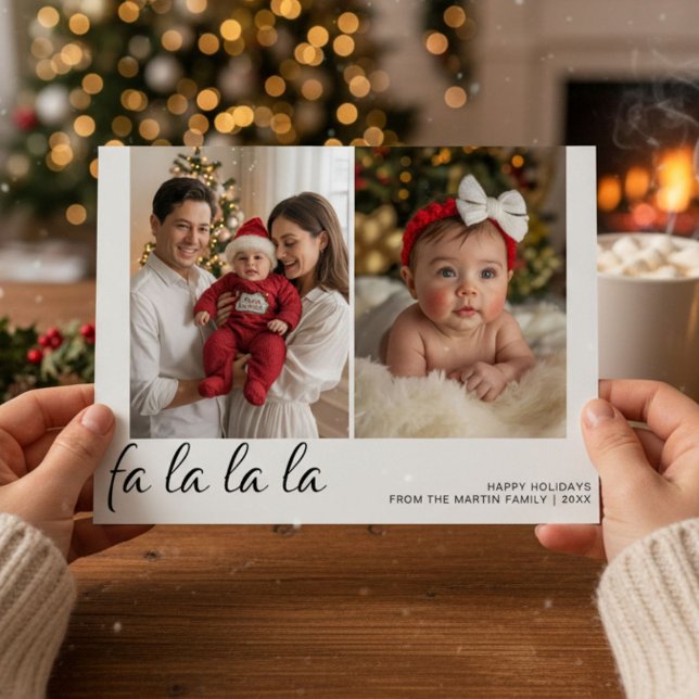 Cartão De Festividades Fa La La Personalized Family Holiday Card (Criador carregado)