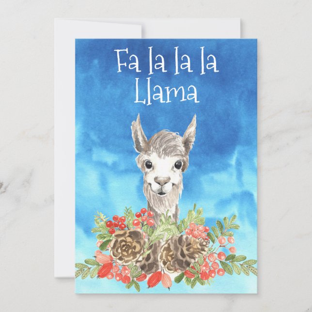 Cartão De Festividades Fa La Llama Cute Christmas (Frente)